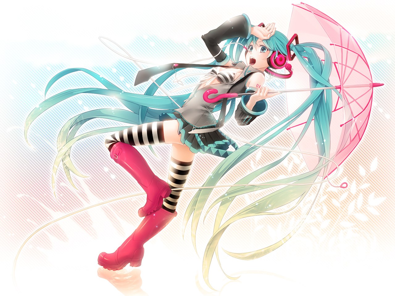 Miku with pink umbrella