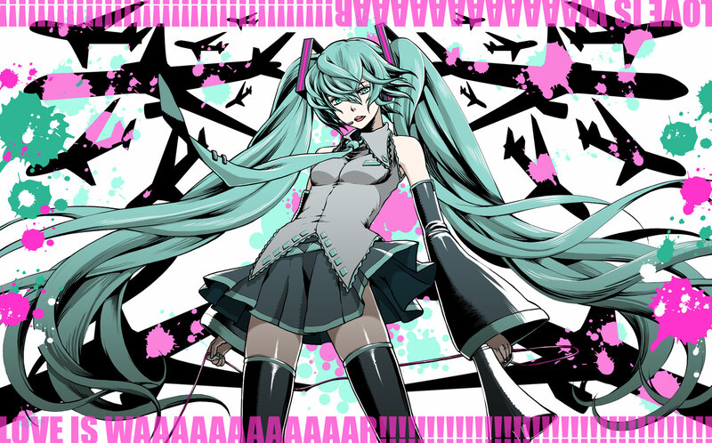 Miku with planes and splatters