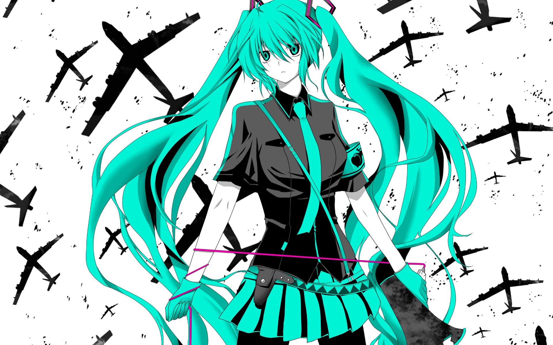 Miku with planes background