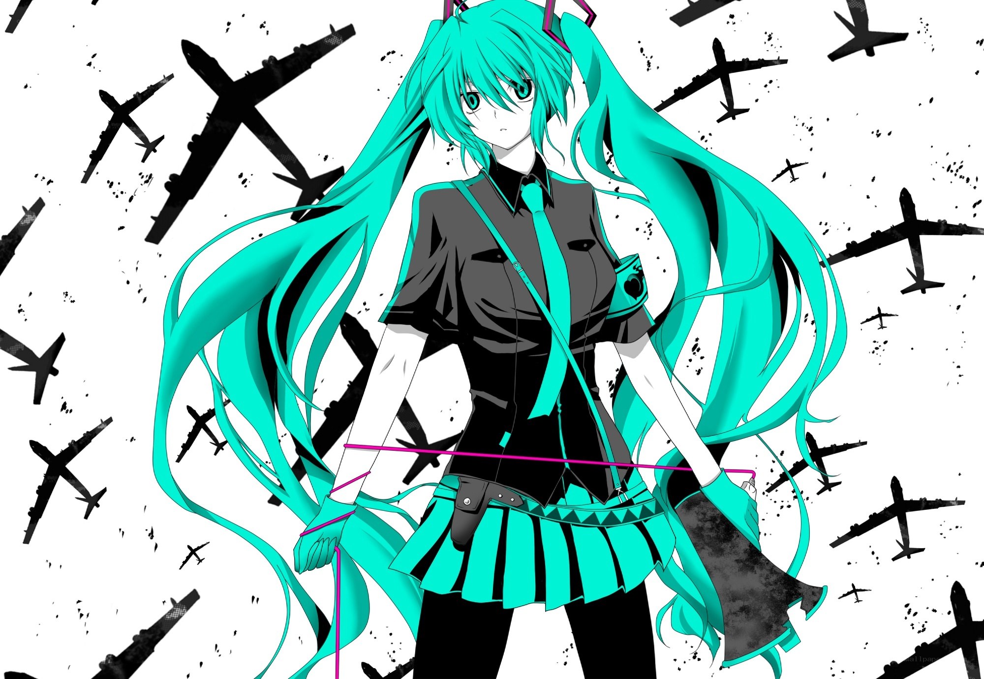 Miku with planes background