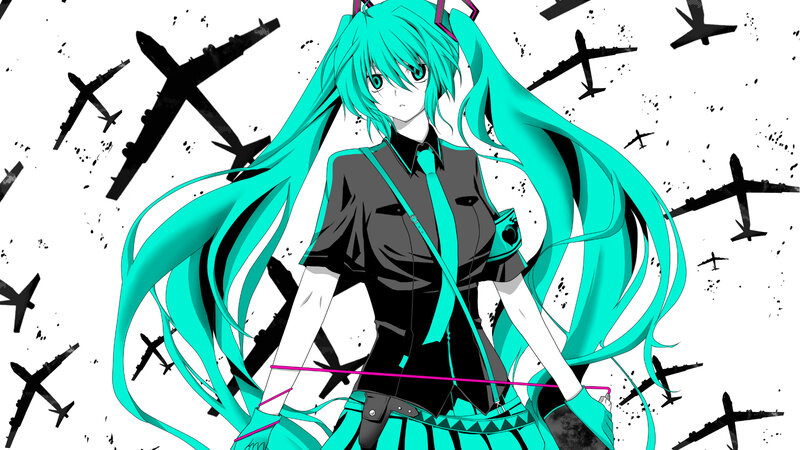 Miku with planes in background
