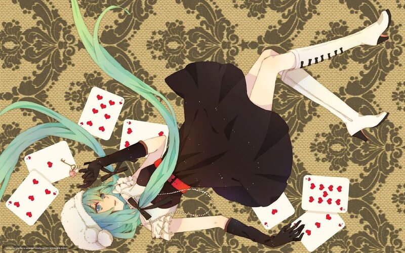 Miku with playing cards