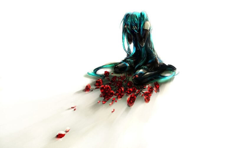 Miku with red flowers