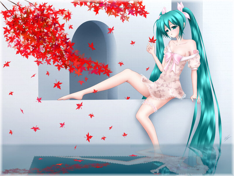Miku with red leaves