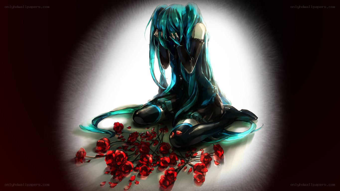 Miku with red roses