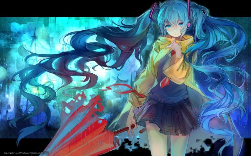 Miku with red umbrella