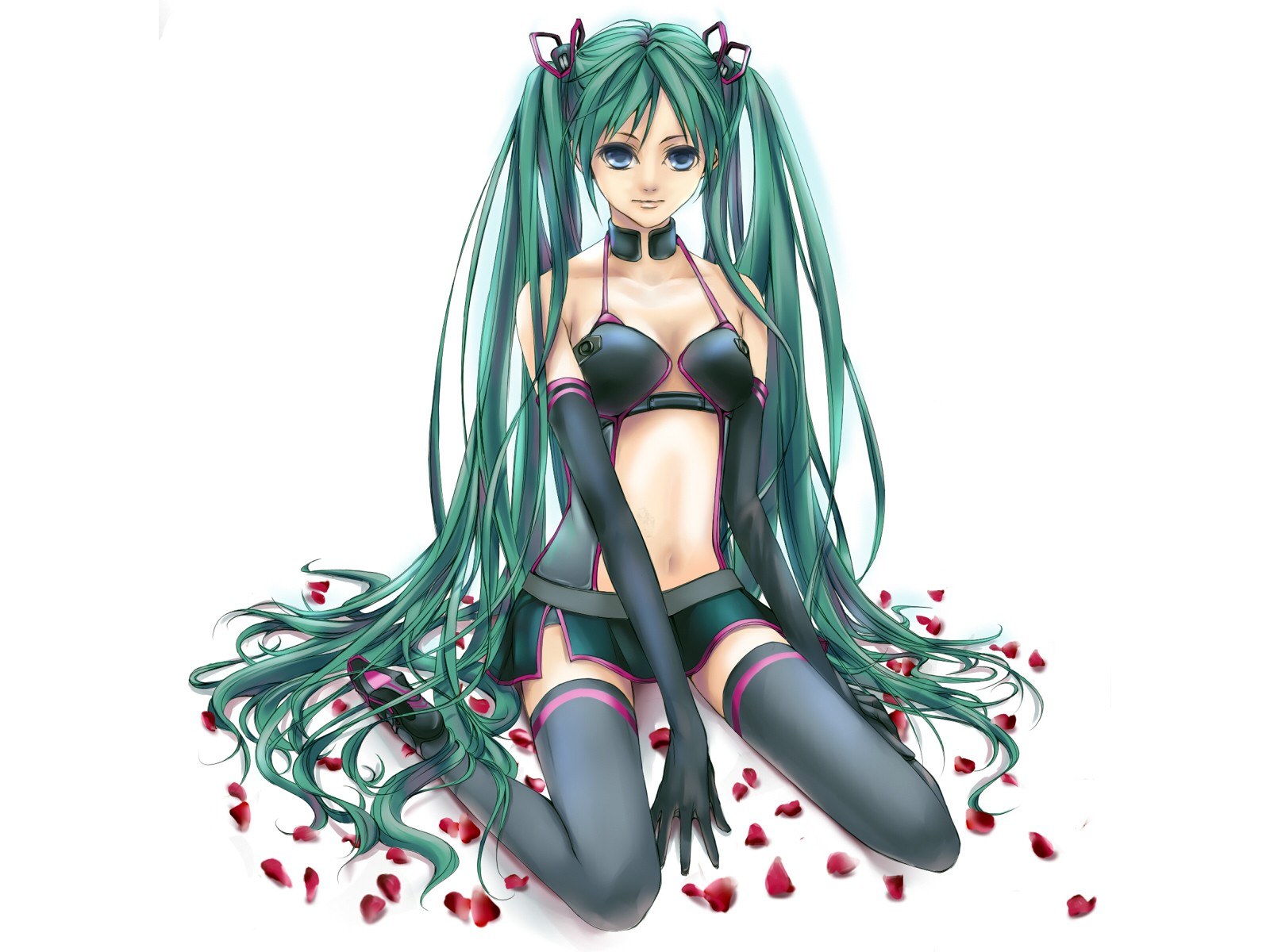 Miku with rose petals