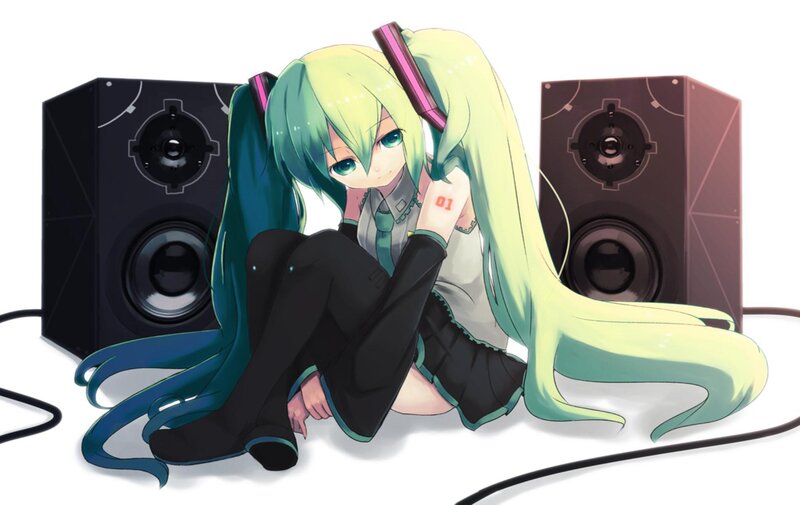 Miku with speakers