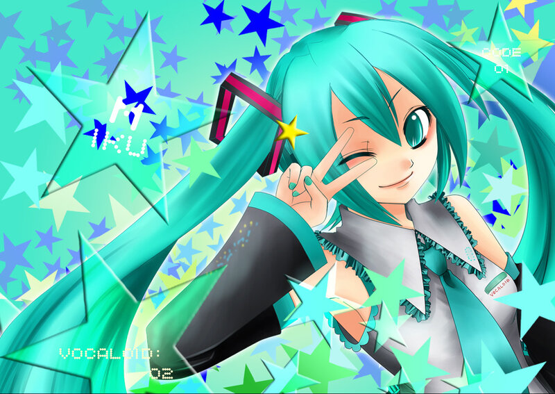 Miku with star background