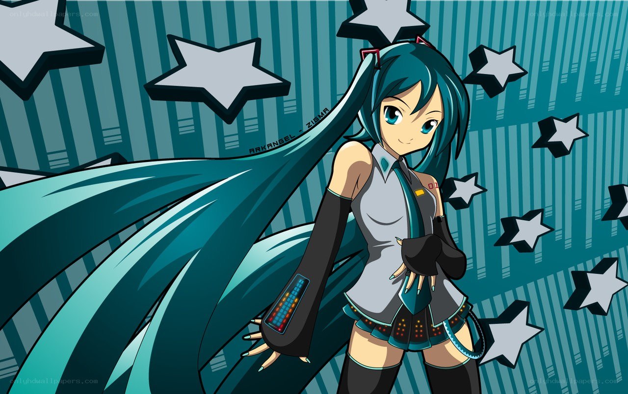 Miku with star background