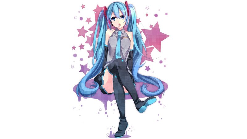 Miku with star background