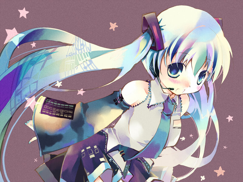 Miku with stars and music
