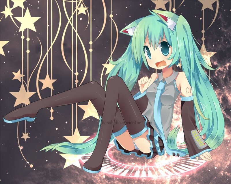 Miku with stars and piano
