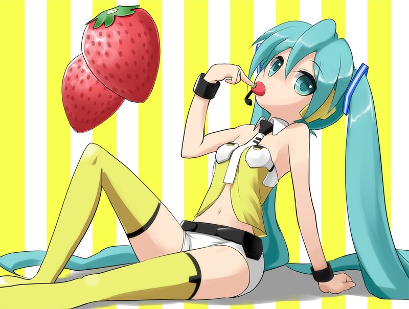 Miku with strawberries