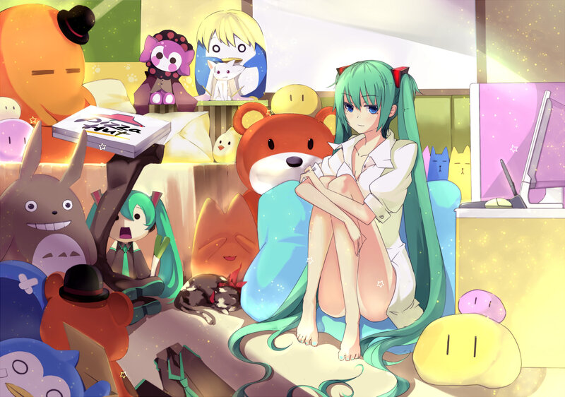 Miku with stuffed animals