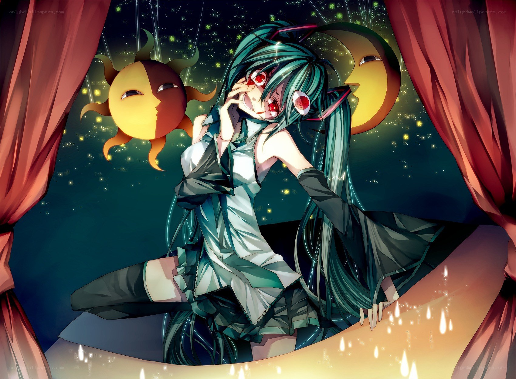 Miku with sun and moon