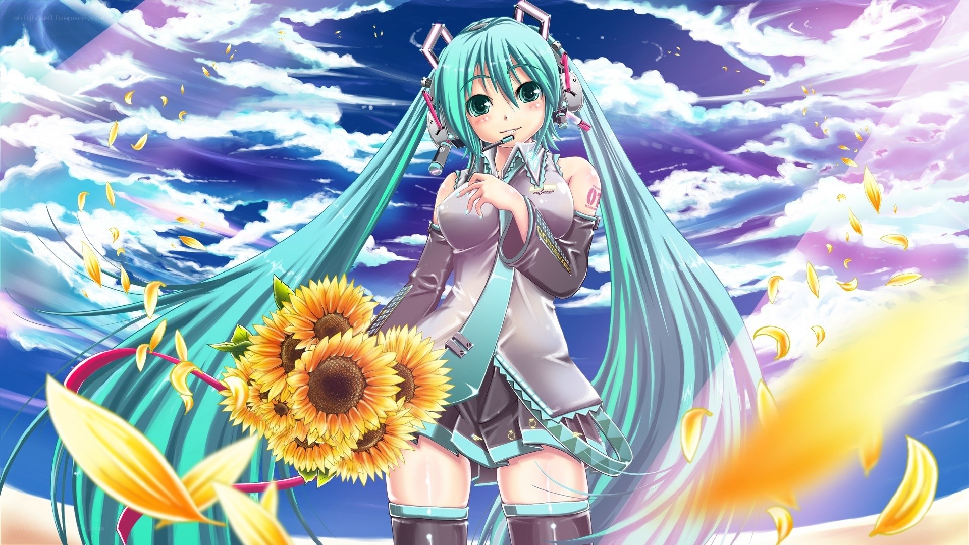 Miku with sunflowers