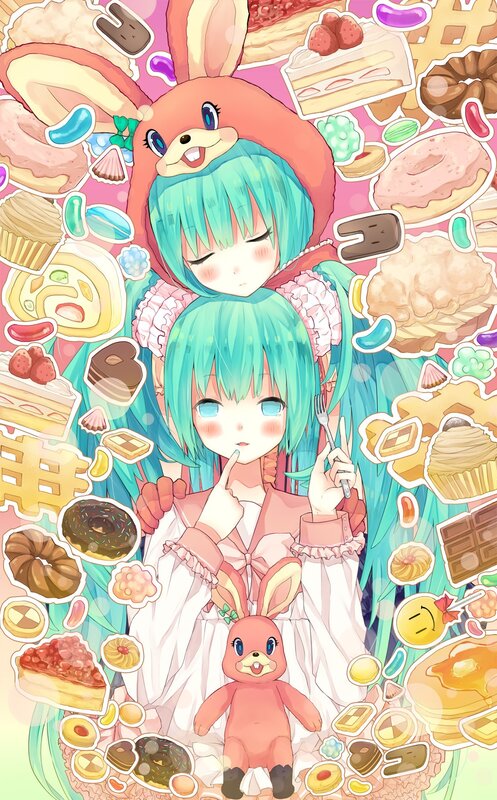 Miku with sweets and bunny