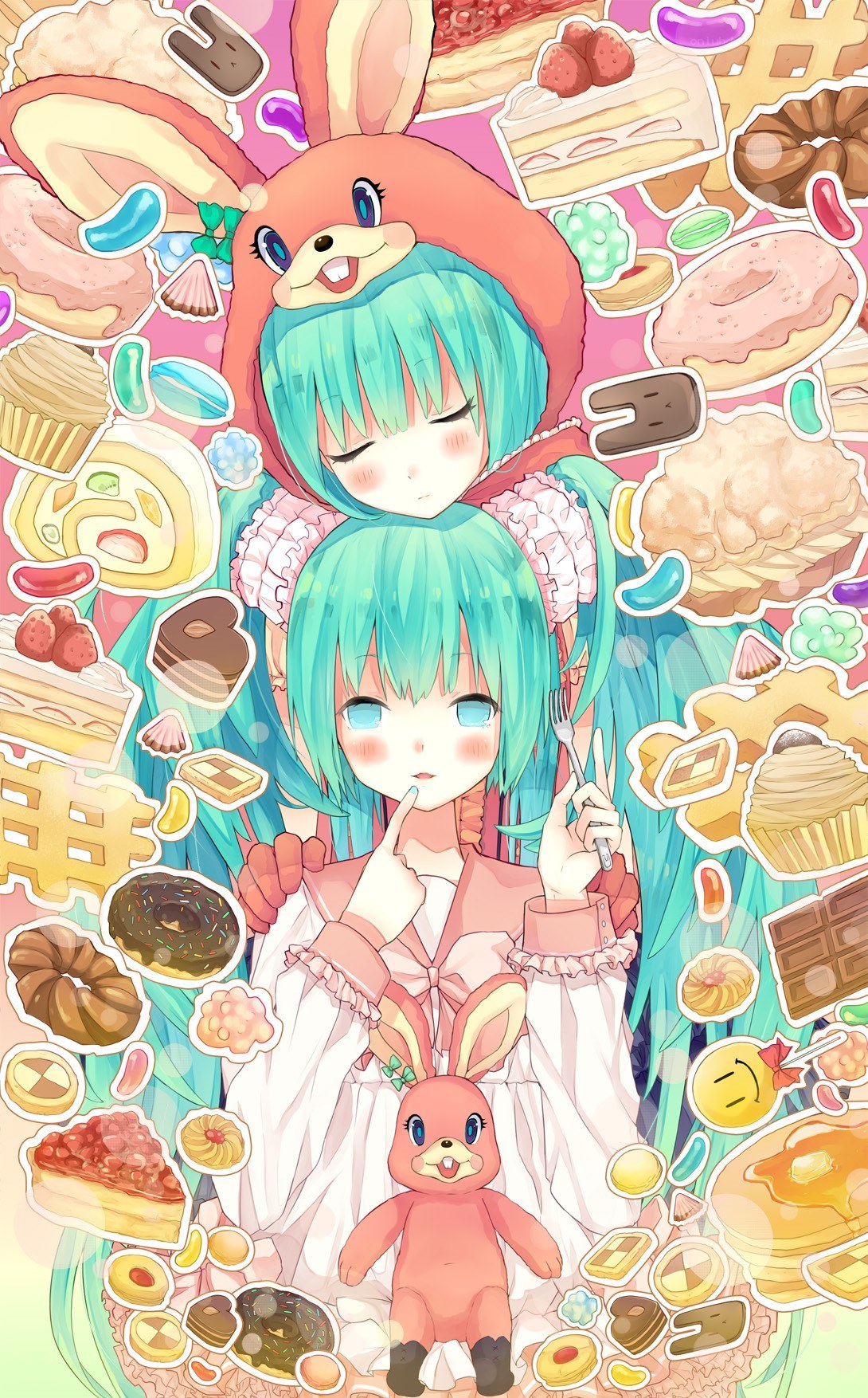 Miku with sweets and bunny