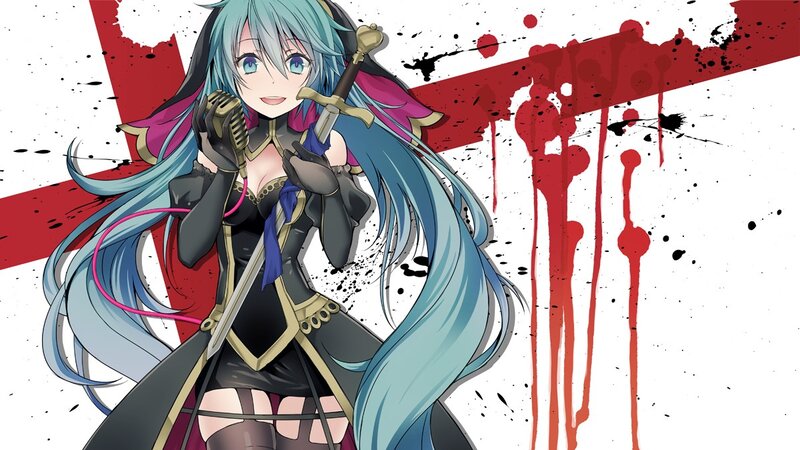 Miku with sword and microphone