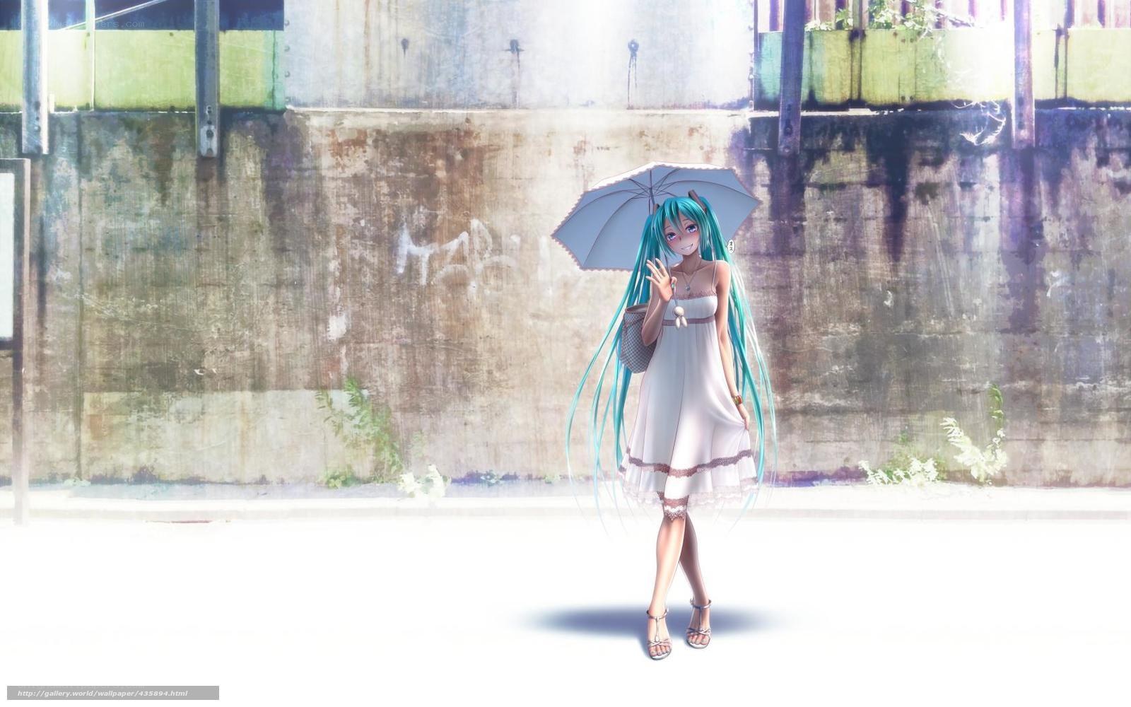 Miku with umbrella in alley