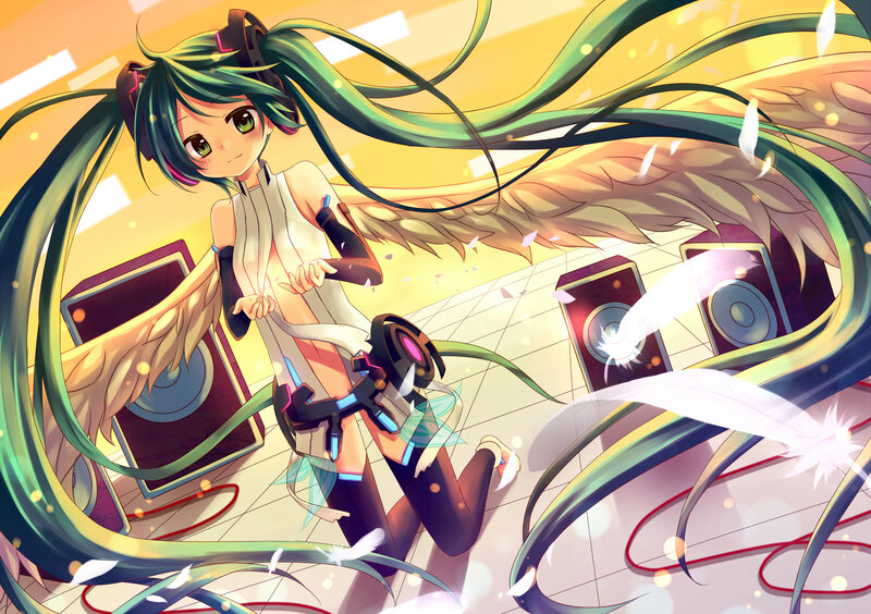 Miku with wings and feathers