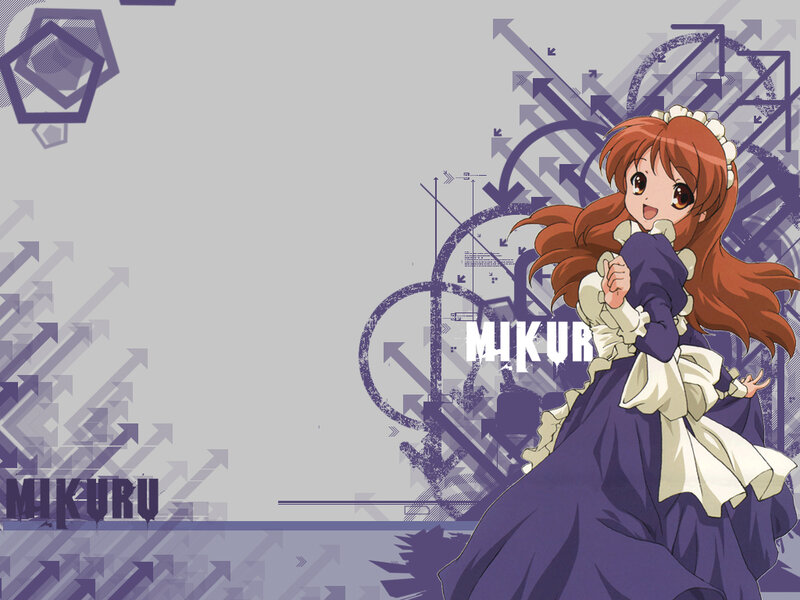 Mikuru in a purple dress