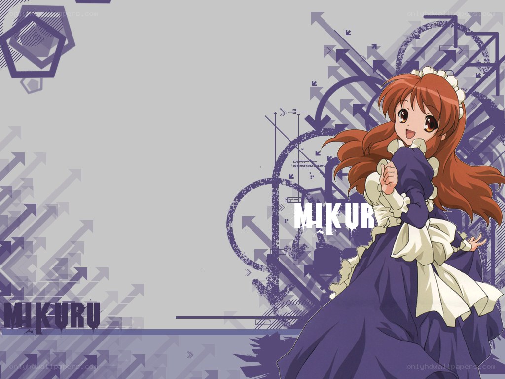 Mikuru in a purple dress