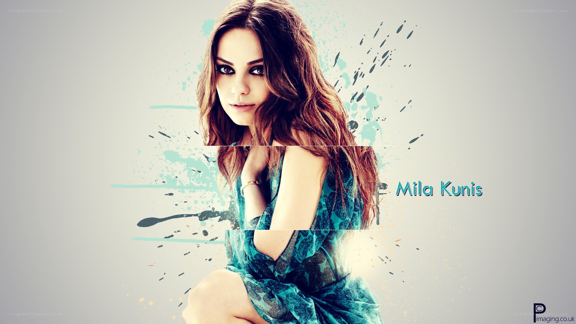Mila Kunis portrait with splatter art