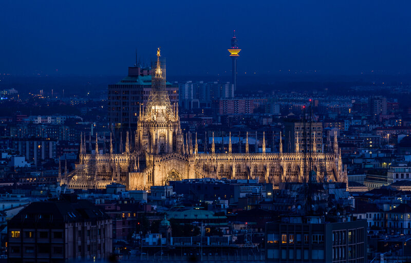 Milan Cathedral at Night — Blue