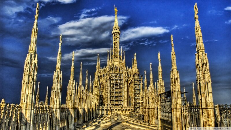 Milan Cathedral Spires — Blue