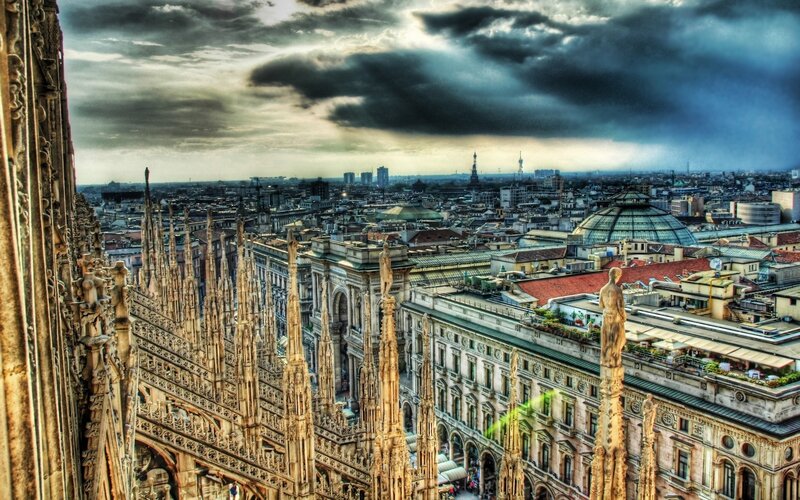 Milan Cathedral Spires — Gray
