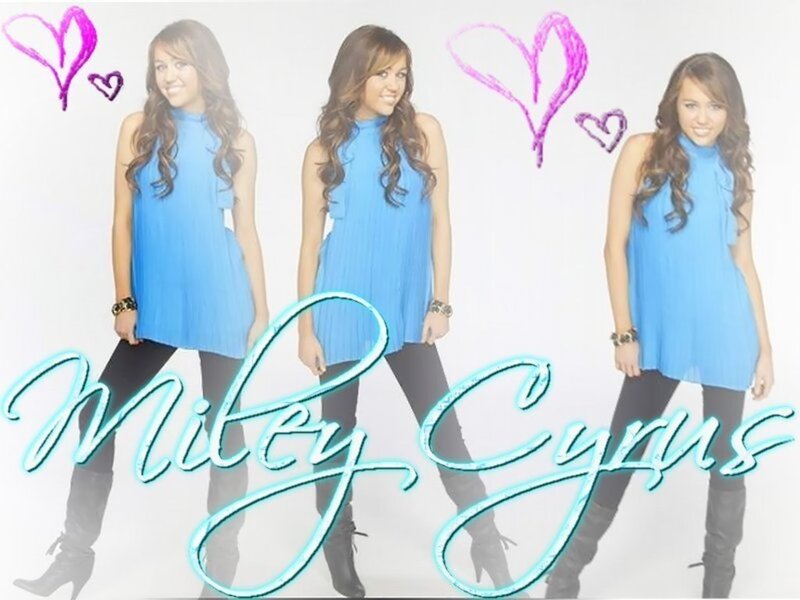 Miley Cyrus in Blue Dress — Playful