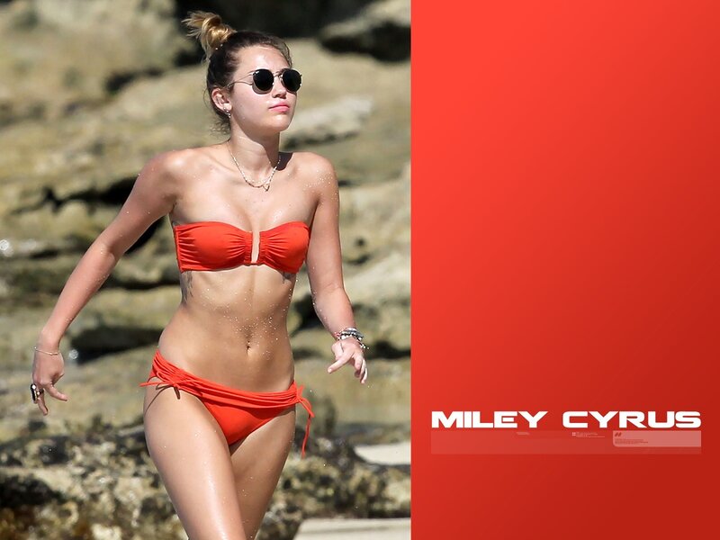 Miley Cyrus in red bikini