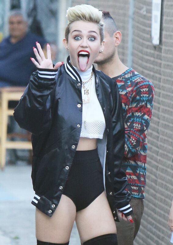 Miley Cyrus making a face