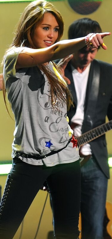 Miley Cyrus performing on stage