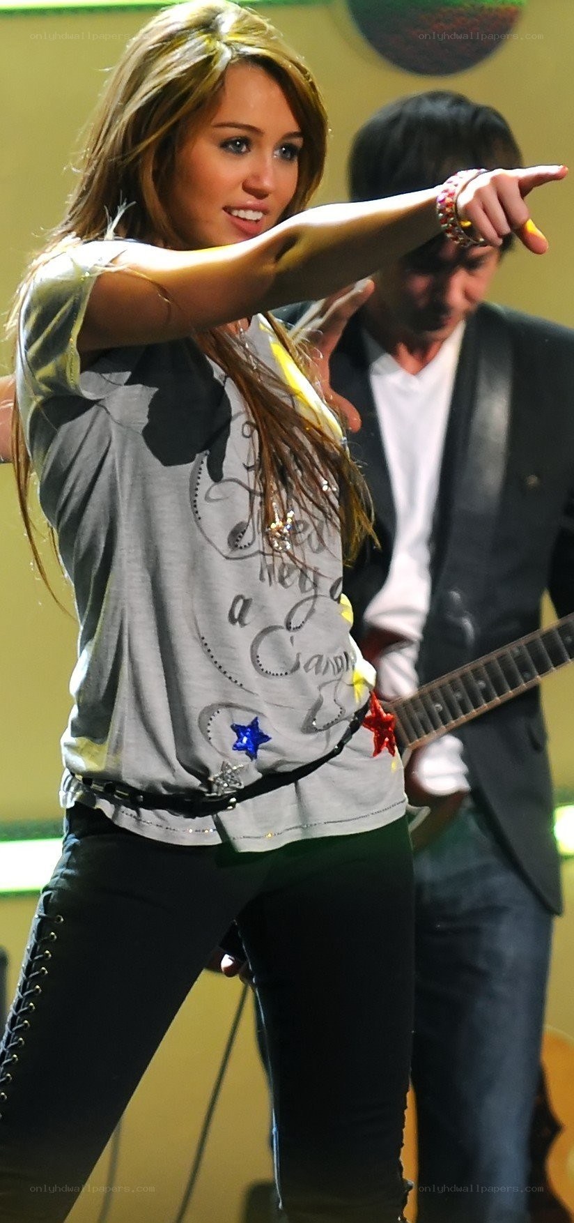 Miley Cyrus performing on stage