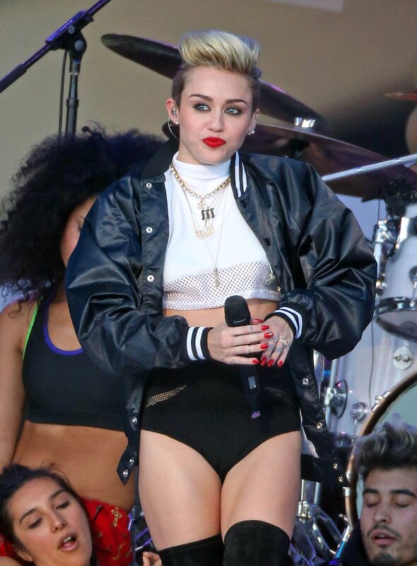 Miley Cyrus performing on stage