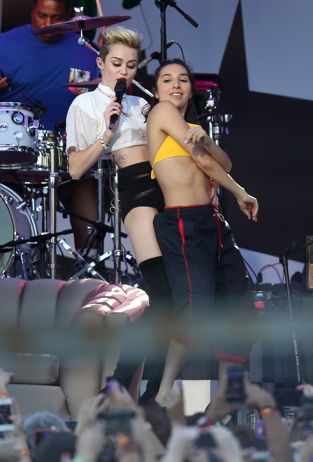 Miley Cyrus performing on stage
