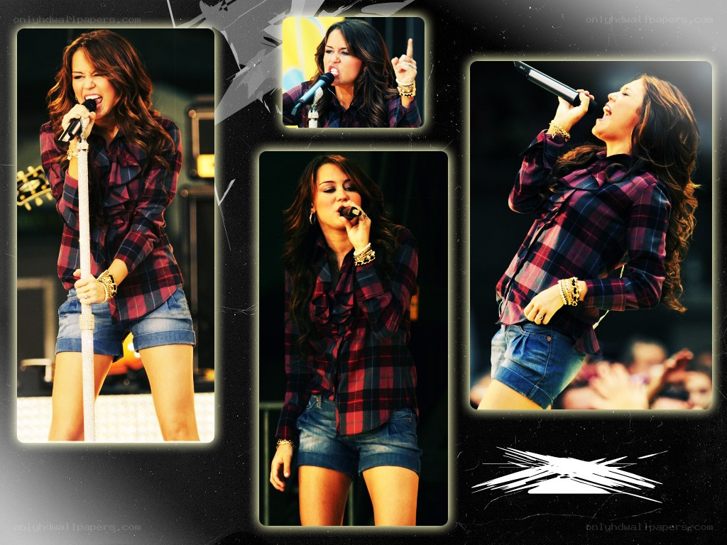 Miley Cyrus performing on stage