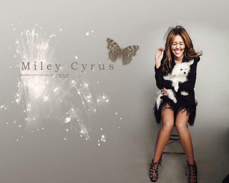 Miley Cyrus with dog