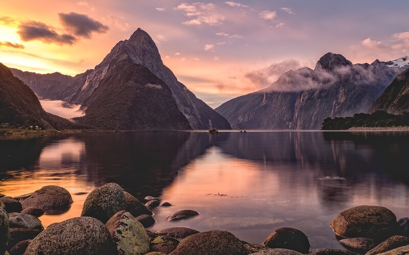 Milford Sound at Sunset — Orange