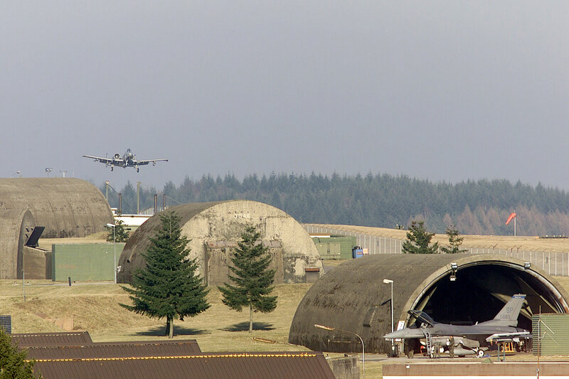 Military aircraft at airbase