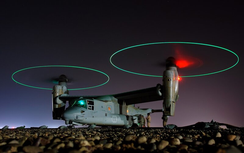 Military aircraft at night