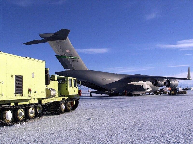 Military aircraft at polar base