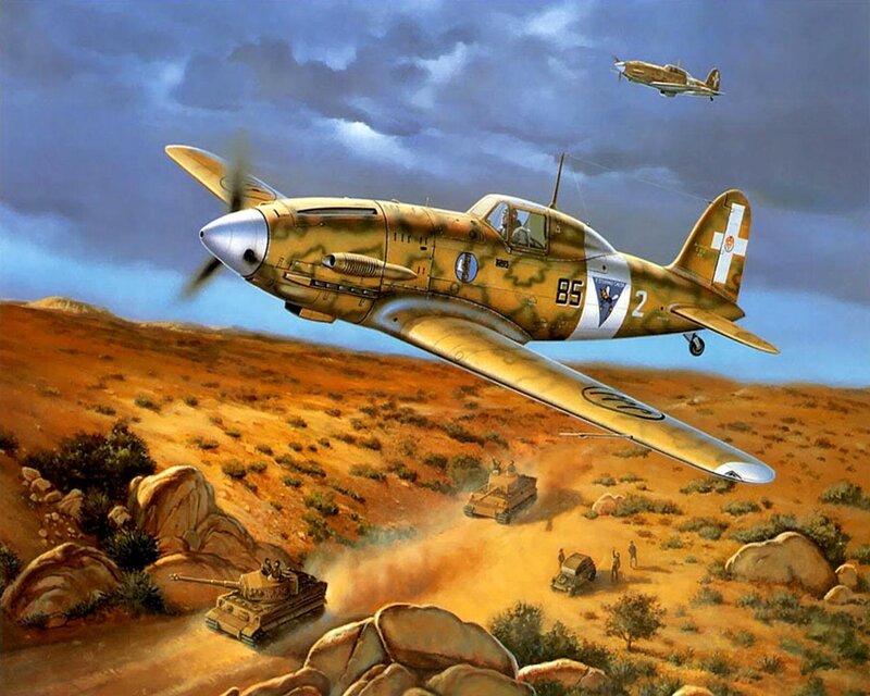 Military Aircraft in Desert — Brown