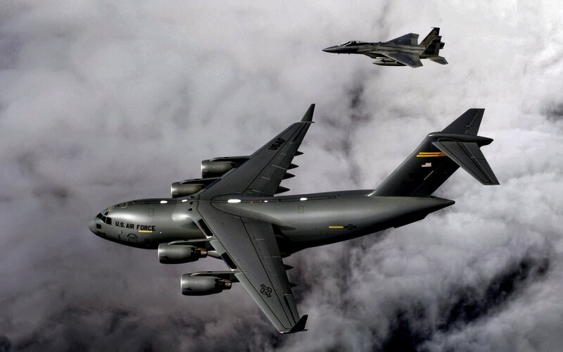 Military aircraft in flight