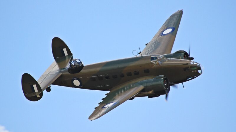 Military Aircraft in Flight — Blue, Clear, Afternoon, Photograph, Sky