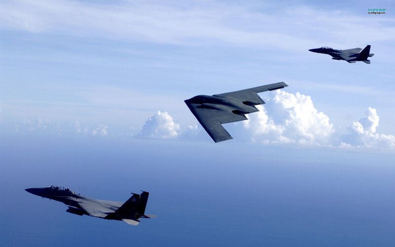 Military Aircraft in Flight — Blue, Dramatic, Afternoon, Photograph, Fighter Jet