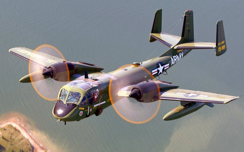 Military Aircraft in Flight — Green, Dynamic, Afternoon, Photograph, Propellers